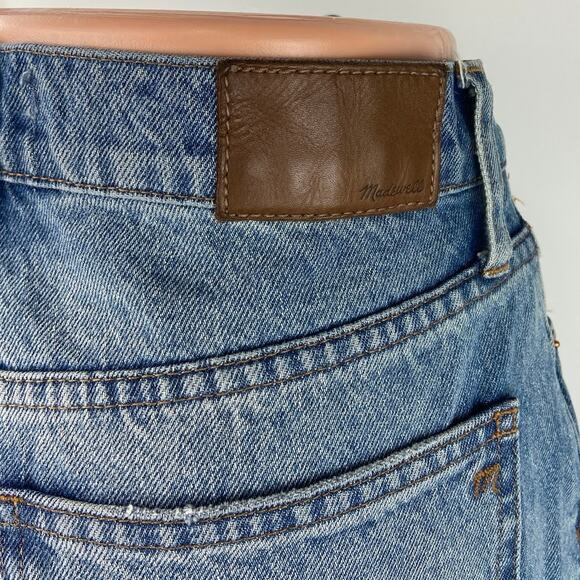 Madewell Blue The Perfect Vintage Tapered Rip Knee High Rise Crop Denim Jeans 28 - Picture 4 of 7